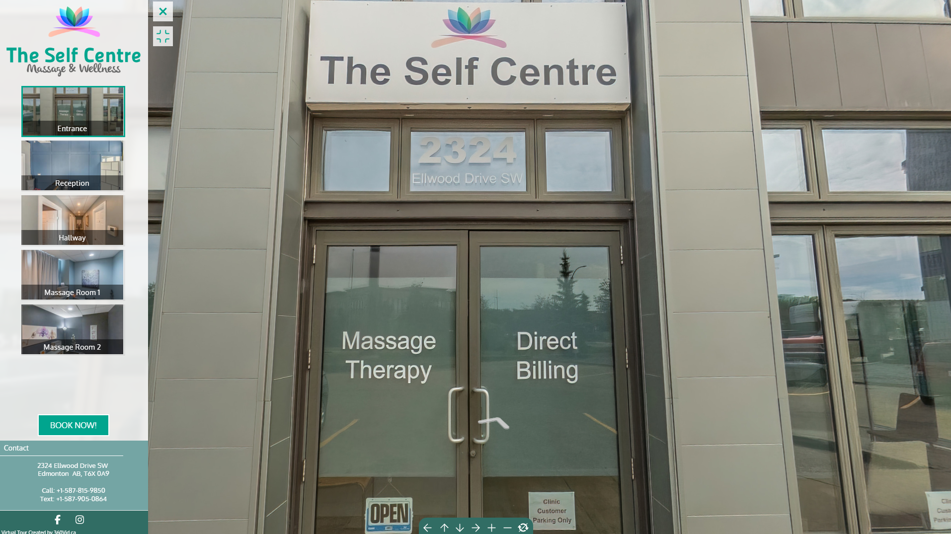 a custom virtual tour of The Self Centre's massage and wellness therapy centre